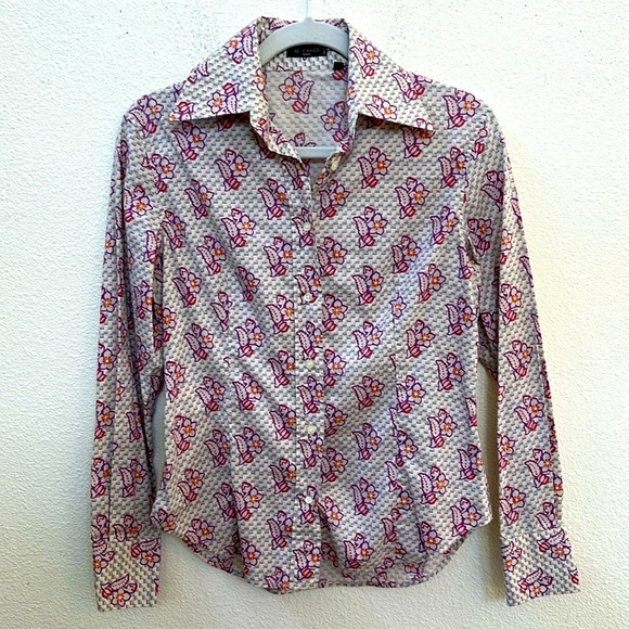 ETRO Geometric Print Cotton Button Up Long Sleeve Shirt. Size 42/Small - Picture 1 of 5